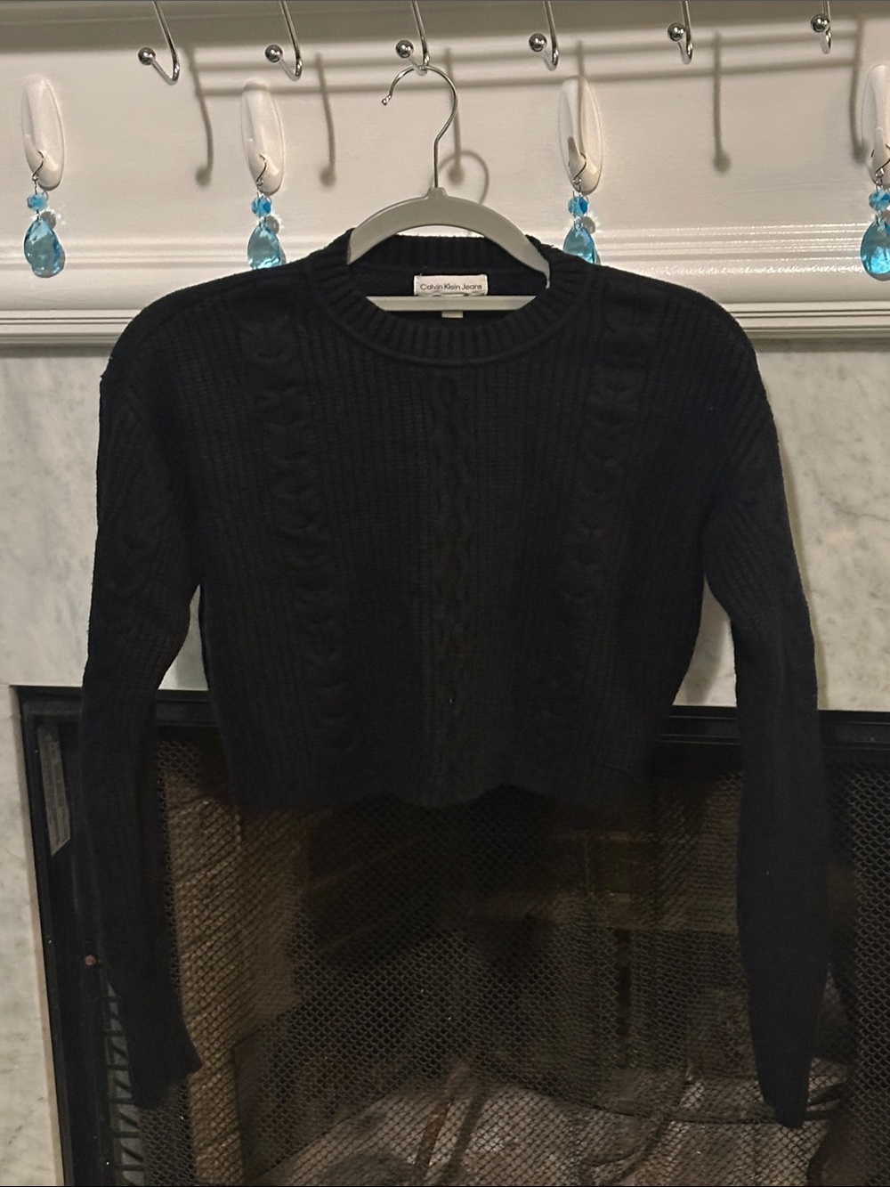 Calvin Klein Jeans Black Cable Knit Crewneck Sweater